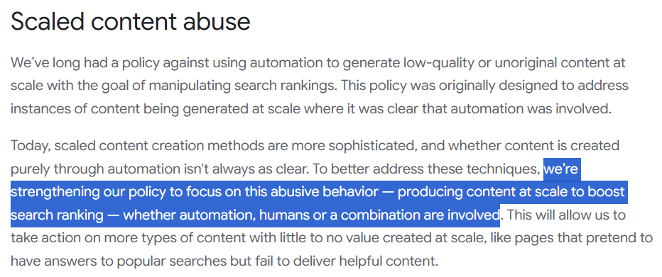 Scaled content abuse